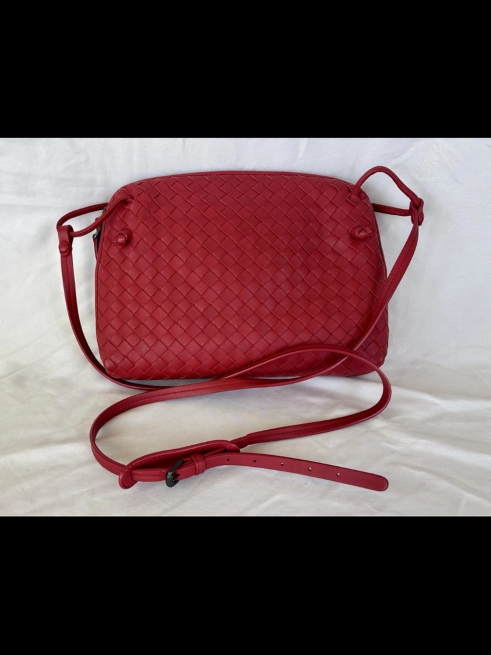 Bottega Veneta Red Intrecciato Leather Nodini Crossbody Bag